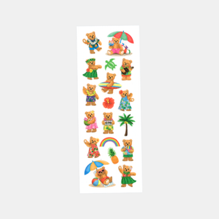 Tropical Teddies - Glitter Gel Stickers