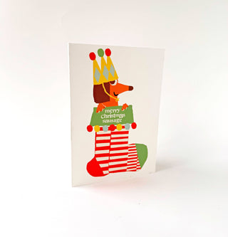 Christmas Stocking Sausage - Greeting Card