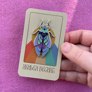 Stained Glass Cicada (Warm Tone) - Enamel Pin