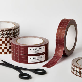 Burgundy Grid - Paper Masking Tape