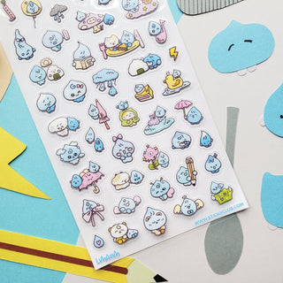 Kawaii Raindrops - Sticker Sheet