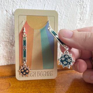 Silver Morningstars - Enamel Earrings