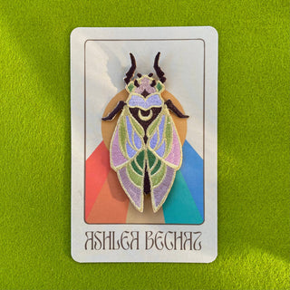 Stained Glass Cicada - Iron on Patch