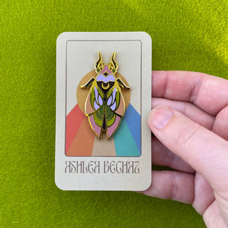 Stained Glass Cicada (Cool Tone) - Enamel Pin