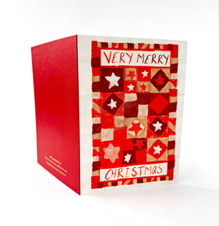 Merry Christmas Red Quilt - Greeting Card