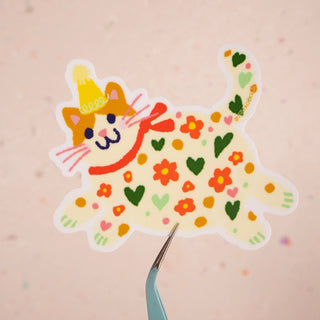 Party Hat Chunky Cat - Vinyl Sticker