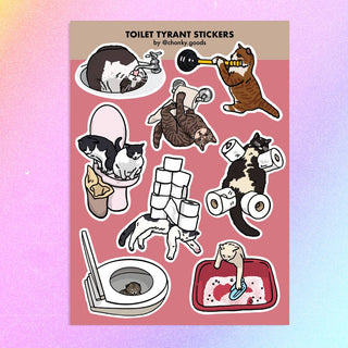 Cat Sticker Sheets: NEW: Toilet Tyrant-Stash World