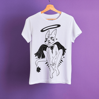 Angel Cat - White Staple Cut Tee-Shirt-Stash World