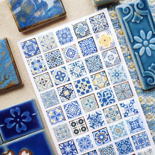 Azure Whimsy Tiles - Sticker Sheet-Sticker Sheets-Stash World