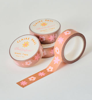 Brown and Pink Floral - Washi Tape-Washi Tapes-Stash World