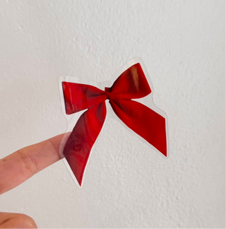 Red Bow - Vinyl Sticker (Clear)