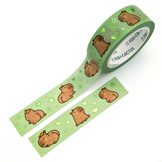 Capybara Booties (Green Foil) -  Washi Tape