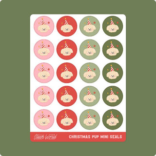 Christmas Pup Mini Seals - Sticker Sheet-Stash World