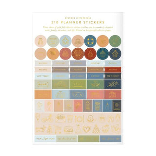 Coloured Gold Foiled - Sticker Sheet Set - 210 Stickers (Colourful)-Stash World