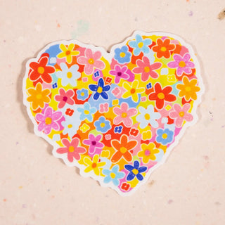 Colourful Posy Heart - Vinyl Sticker-Vinyl Stickers-Stash World