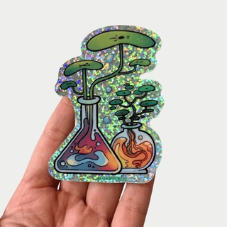 Cosmic Plants - Vinyl Sticker (Glitter)-Vinyl Stickers-Stash World