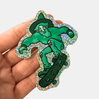 Crazy Green Wizard - Vinyl Sticker (Glitter)-Vinyl Stickers-Stash World