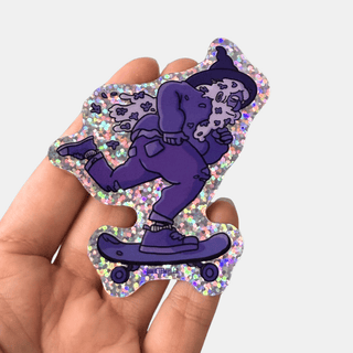 Crazy Purple Wizard - Vinyl Sticker (Glitter)-Vinyl Stickers-Stash World
