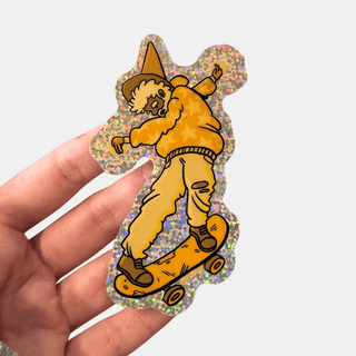 Crazy Yellow Wizard - Vinyl Sticker (Glitter)-Vinyl Stickers-Stash World