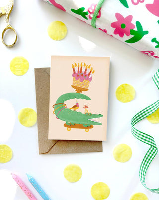 Crocodile - Mini Greeting Card-Greeting Cards-Stash World