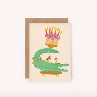 Crocodile - Mini Greeting Card-Greeting Cards-Stash World