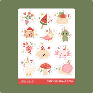Cute Christmas Creatures Deco - Sticker Sheet-Stash World
