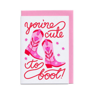 Cute to Boot - Greeting Card (Risograph)-Greeting Cards-Stash World