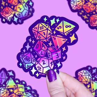 D20 D&D Dice - Vinyl Sticker (Holographic)-Vinyl Stickers-Stash World