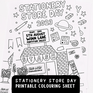 FREE PRINTABLE: Stationery Store Day Colouring-Printable-Stash World