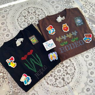 Fellow Pansies - Embroidered Shirt-Shirt-Stash World