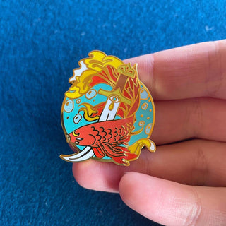Fighter Fish GOLD - Enamel Pin-Enamel Pins-Stash World