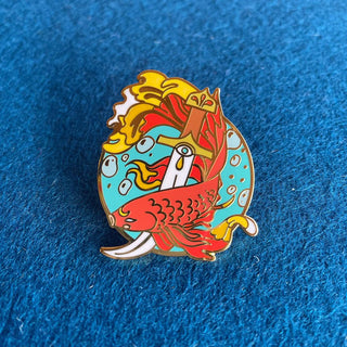 Fighter Fish GOLD - Enamel Pin-Enamel Pins-Stash World