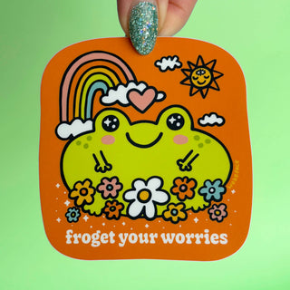 Froget Your Worries Frog - Vinyl Sticker-Vinyl Stickers-Stash World