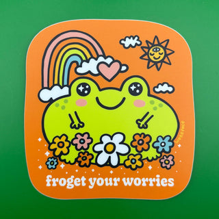 Froget Your Worries Frog - Vinyl Sticker-Vinyl Stickers-Stash World