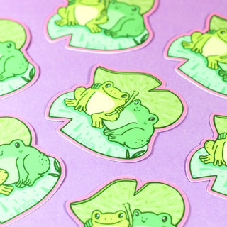 Frogs on Lilypad Vinyl Sticker-Vinyl Stickers-Stash World