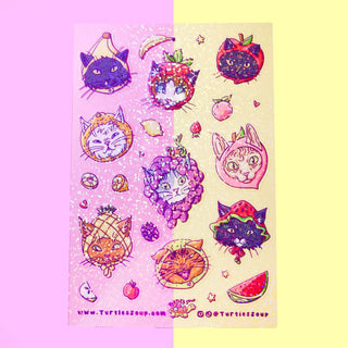 Fruit Hat Cats - Vinyl Sticker Sheet-Sticker Sheets-Stash World