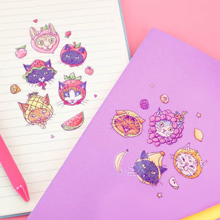 Fruit Hat Cats - Vinyl Sticker Sheet-Sticker Sheets-Stash World
