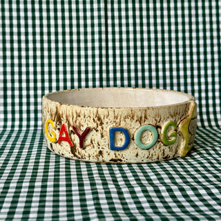 Gay Dog (Brown) - Ceramic Pet Bowl-Desk Accessories-Stash World