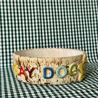 Gay Dog (Brown) - Ceramic Pet Bowl-Desk Accessories-Stash World