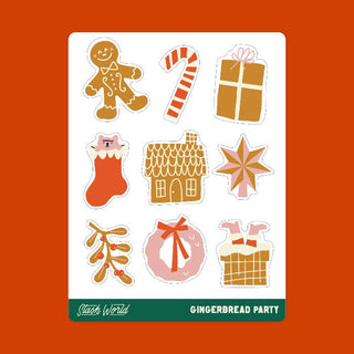 Gingerbread Party - Sticker Sheet-Stash World