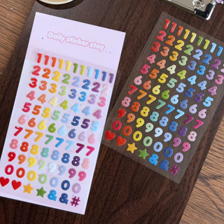 Glitter Drop Numbers - Sticker Sheet (3D puffy)-Sticker Sheets-Stash World