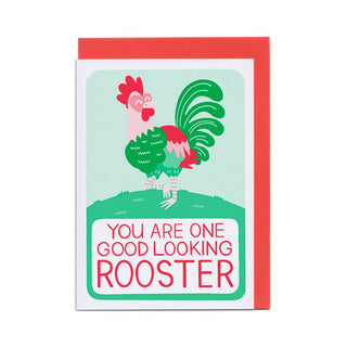 Good Looking Rooster - Greeting Card (Risograph)-Greeting Cards-Stash World