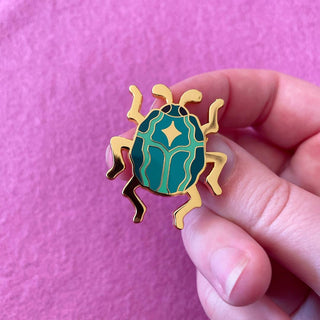 Green Beetle - Enamel Pin-Enamel Pins-Stash World