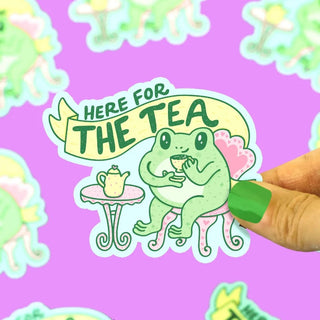 Here for the Tea Vinyl Sticker-Stash World