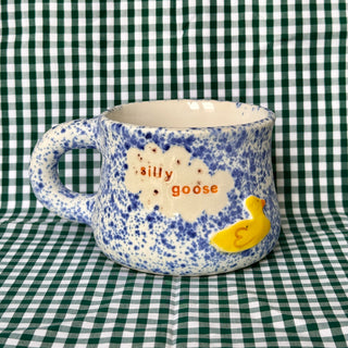 Blue Splatter Silly Goose - Ceramic Mug