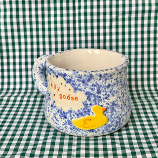 Blue Splatter Silly Goose - Ceramic Mug
