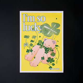 I'm So Lucky - Risograph A3 Print-Prints-Stash World