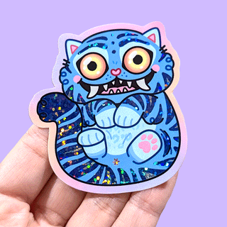 Derpy Tiger - Vinyl Sticker (Glitter)