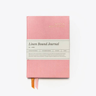 Linen Lined Journal - A5 Pink-Notebooks-Stash World