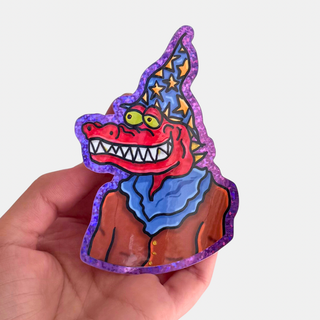 Lizard Wizard - Vinyl Sticker (Glitter)-Vinyl Stickers-Stash World